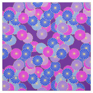 Tissu Motif de fleur d'art déco - violette, bleu et