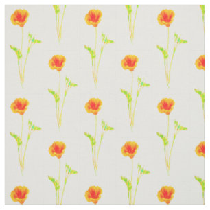 Tissu Motif de fleur orange de pavot de Californie