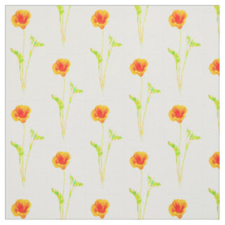 Tissu Motif de fleur orange de pavot de Californie