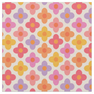 Tissu Motif de fleurs coloré rétro des années 1970