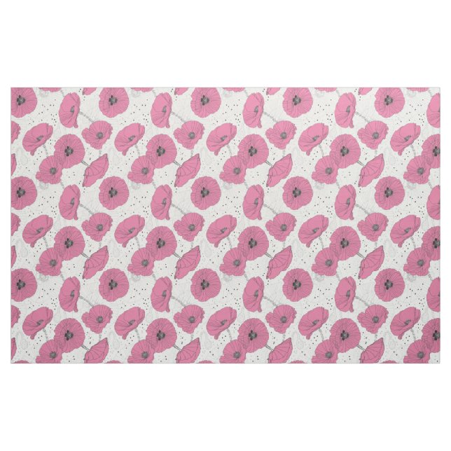 Tissu Motif de fleurs de pavot (Fat Quarter)