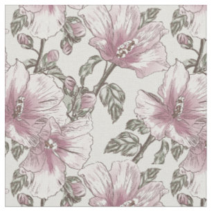Tissu Motif de fleurs rose amorti de ketmie