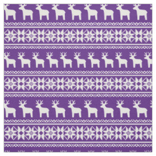 Tissu Motif de flocon de neige violet de rennes de Noël