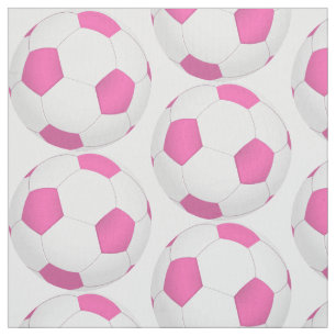 Tissu motif de football blanc rose