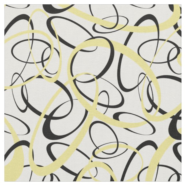 Tissu Motif de formes rétro jaune et noir (Fermer)