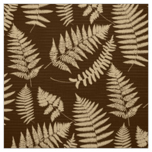 Tissu Motif de fougère boisée, Brown et beige