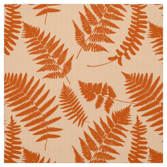 Tissu Motif de fougère de bois, orange pastel (Échantillon)