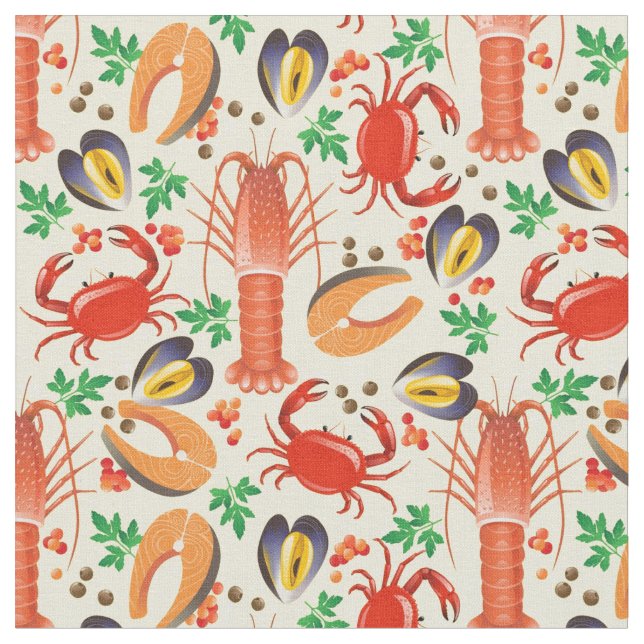 Tissu Motif de fruits de mer (Fermer)