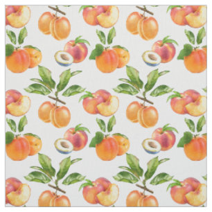 Tissu Motif de fruits mûrs, abricots et prunes