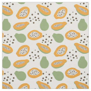 Tissu Motif de fruits tropicaux à la papaye
