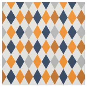 Tissu Motif de Jacquard bleu Miner Orange et Navy
