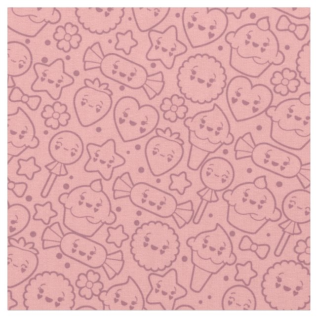 Tissu Motif de Kawaii avec les gâteaux mignons (Fermer)