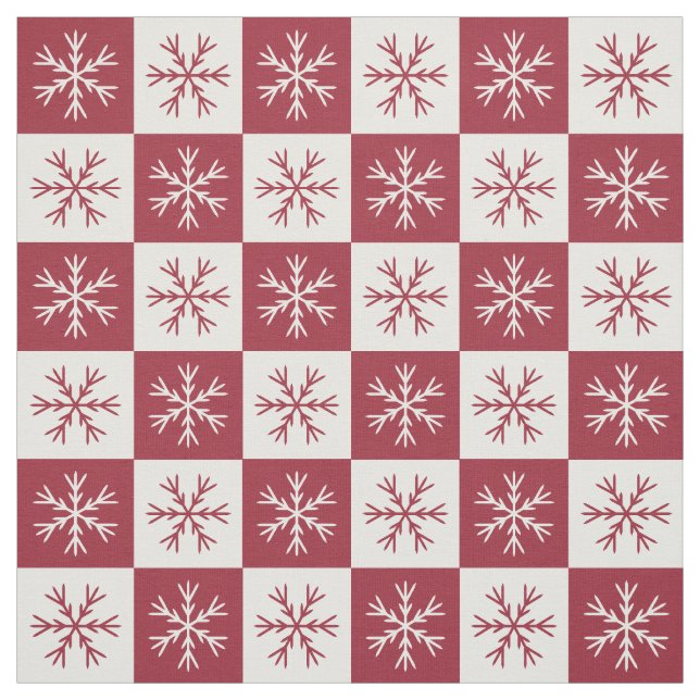 Tissu Motif de la À damiers de Snowflake blanc de Bourgo (Échantillon)