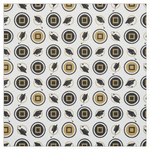 Tissu Motif de la casquette noire et or