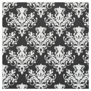 Tissu Motif de la damassé 02 - blanc sur le noir