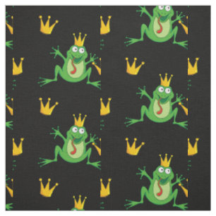 Tissu Motif de la grenouille-Prince avec des couronnes