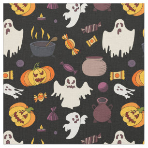 Tissu Motif de la sorcière Citrouille d'Halloween