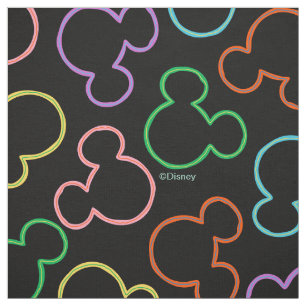 Tissu Motif de lancer d'icône de Mickey Mouse néon