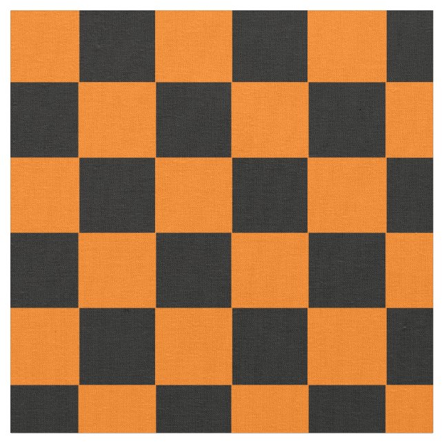 Tissu Motif de l'Halloween Orange Black À damiers (Fermer)