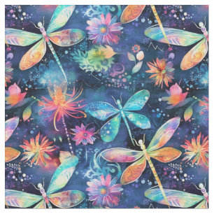Tissu Motif de libellules vibrantes