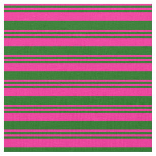 Tissu Motif de lignes/rayures roses profondes et vertes