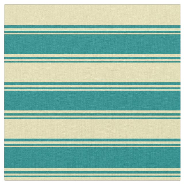 Tissu Motif de lignes turquoise et couleur Tan (Fermer)