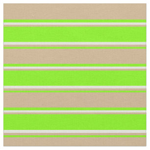 Tissu Motif de lignes vert, tan et beige