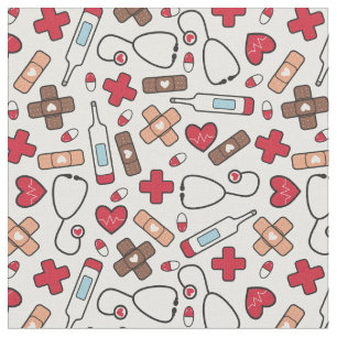 Tissu Motif de l'infirmière des Coeurs rouges