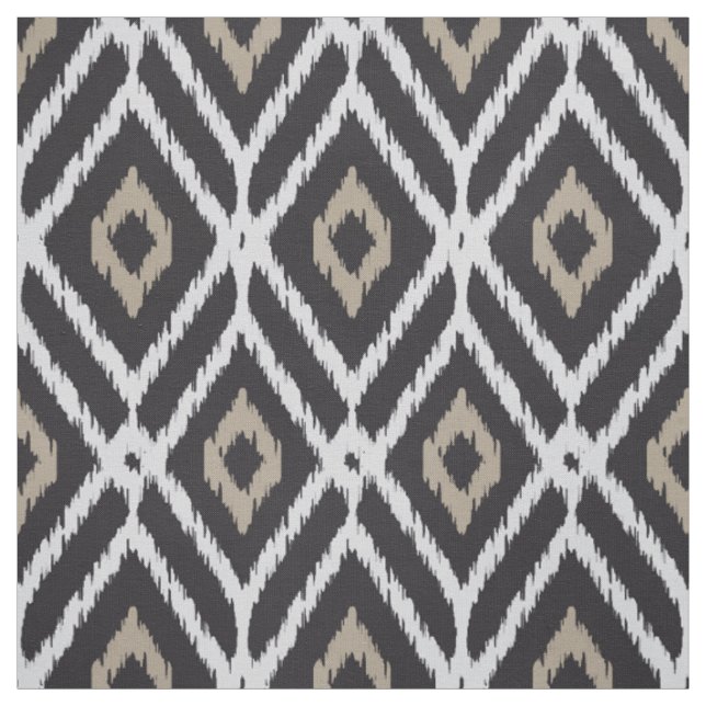 Tissu motif de losange beige noir et neutre (Échantillon)