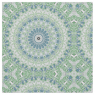 Tissu Motif de mandala côtier bleu et vert de mer
