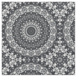 Tissu Motif de mandala monochrome noir et blanc
