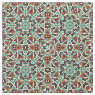 Tissu Motif de mosaïque Brown turquoise rouge orange az