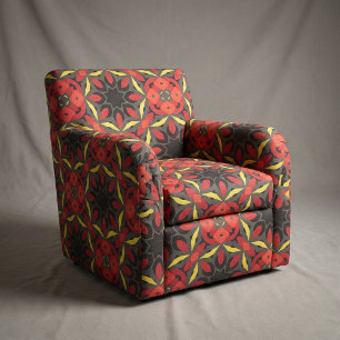 Tissu Motif de mosaïque rouge jaune noir