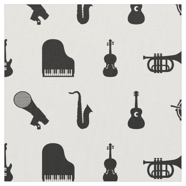 Tissu Motif de musique Black & White (Fermer)
