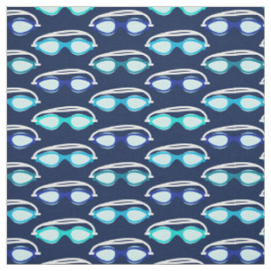 Tissu Motif de natation Lunettes de bain sur bleu foncé