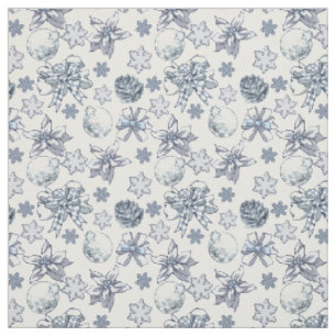 Tissu Motif de Noël d'argent blanc