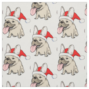 Tissu Motif de Noël de bouledogues français