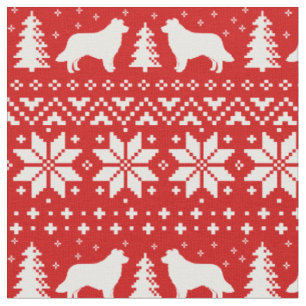 Tissu Motif de Noël de silhouettes de border collie