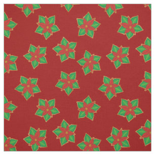 Tissu Motif de Noël Poinsettia