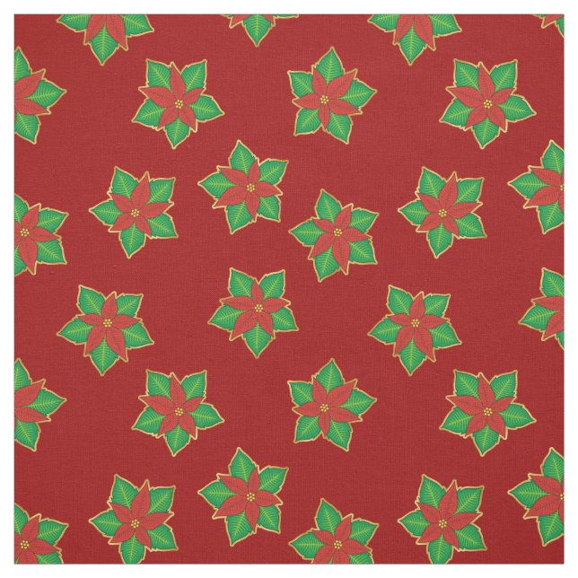 Tissu Motif de Noël Poinsettia (Échantillon)