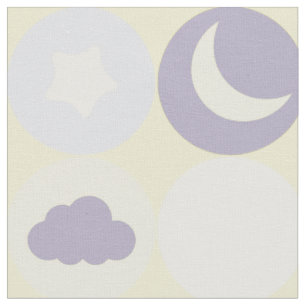 Tissu Motif de nursery bébé Nuages, Lunes et Étoiles Vio