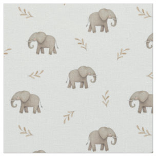 Tissu Motif de nursery bleu poussiéreux aux éléphants à