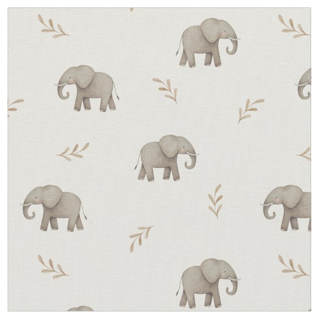 Tissu Motif de nursery éléphants à l'aquarelle neutre (Fermer)