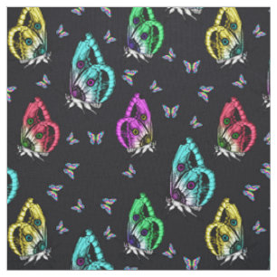 Tissu Motif de papillon noir coloré