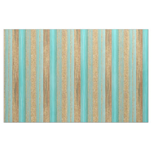 Tissu Motif de Parties scintillant d'or Turquoise Faux