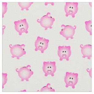 Tissu Motif de Piggy Bank sur White