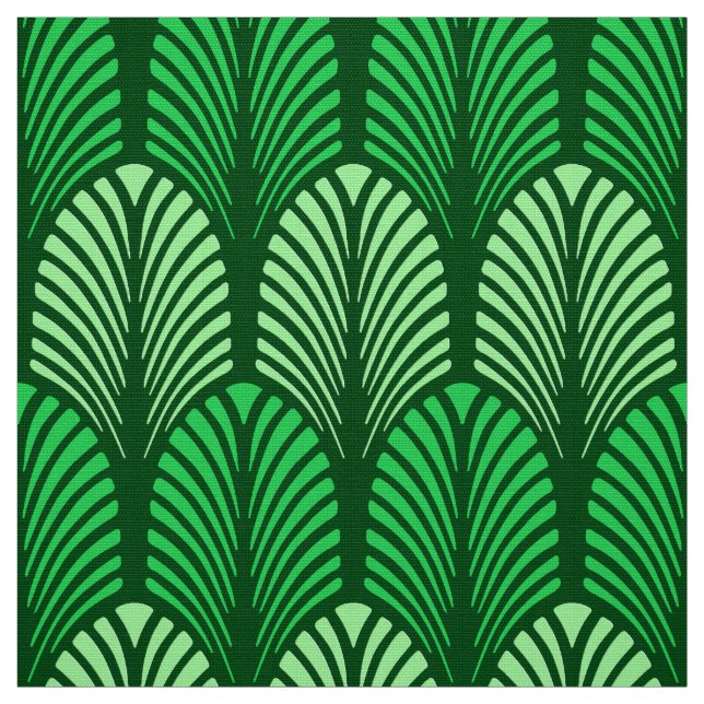 Tissu Motif de plume d'art déco, vert vert (Échantillon)