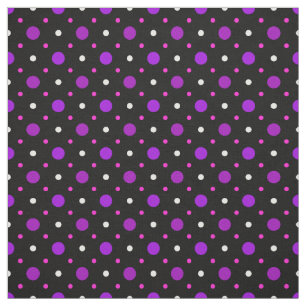 Tissu Motif de point pourpre rose noir de polka de tache