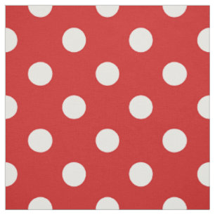 Tissu Motif de point rouge et blanc de polka