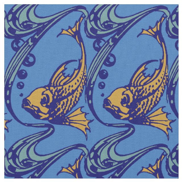 Tissu Motif de poisson Art nouveau vintage (Fermer)